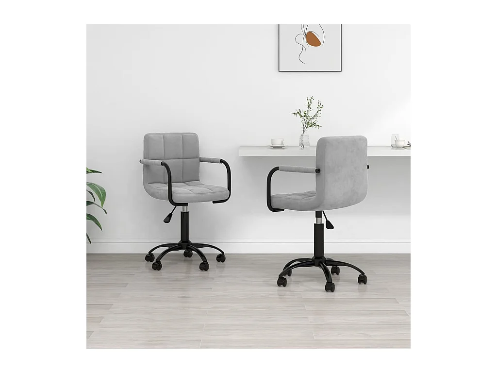 Chaises pivotantes à manger lot de 2 gris clair velours