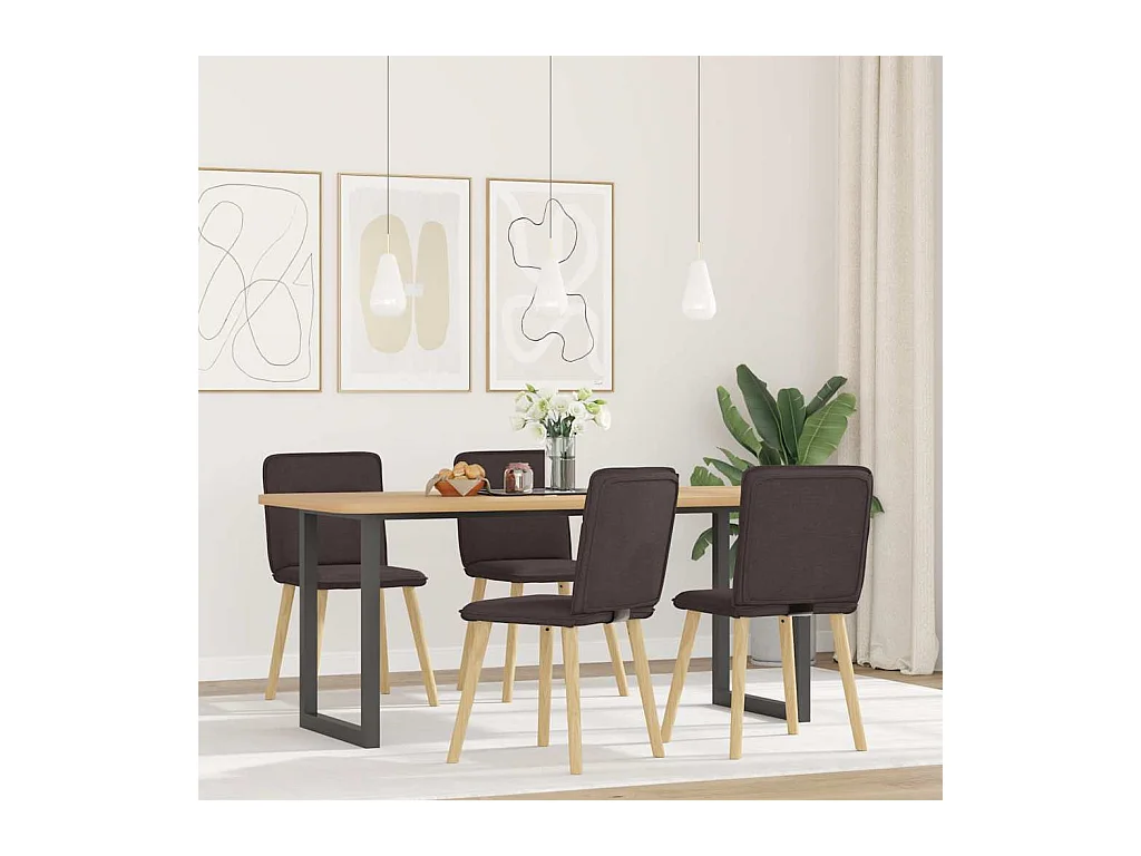 Chaises à manger lot de 4 marron foncé tissu