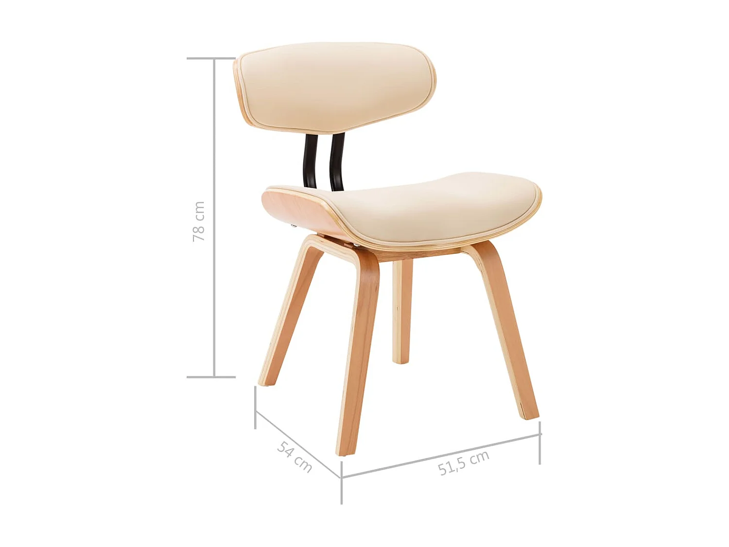 Eetkamerstoelen 4 st gebogen hout en kunstleer crèmekleurig