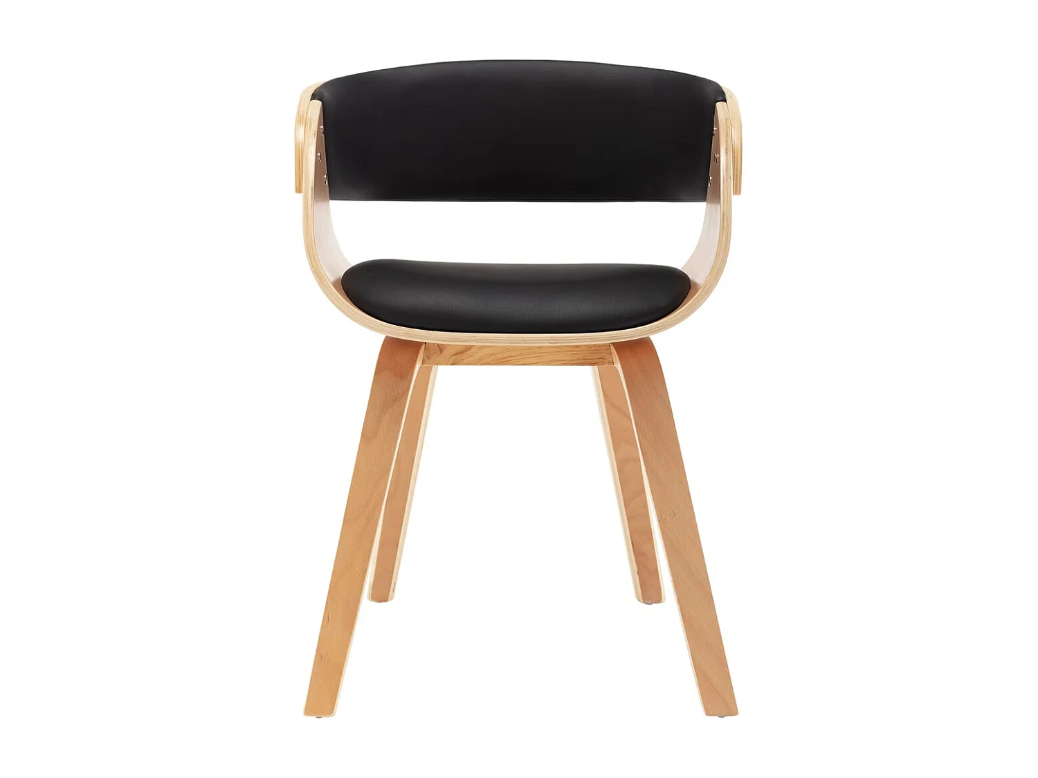 Eetkamerstoelen 4 st gebogen hout en kunstleer zwart