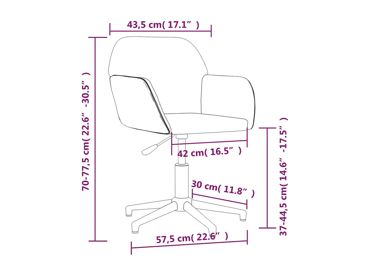Chaises pivotantes à manger lot de 2 Gris foncé Tissu