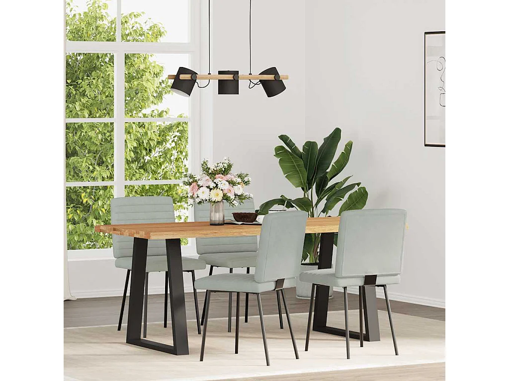 Chaises à manger lot de 4 Gris clair Velours