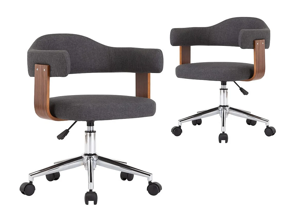 Eetkamerstoelen 2 st draaibaar gebogen hout en stof grijs