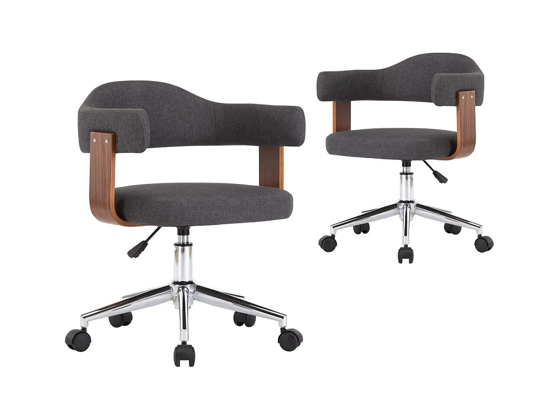 Chaises pivotantes à manger lot de 2 gris bois courbé et tissu
