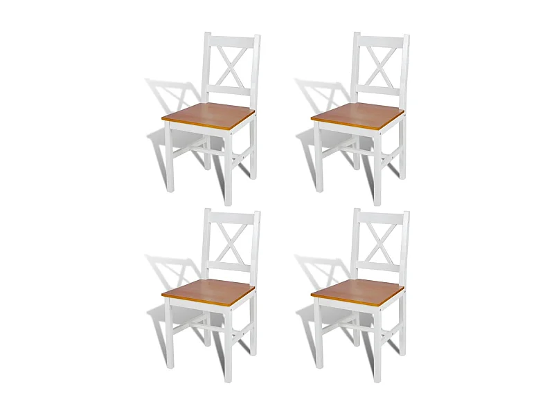 Chaises à manger lot de 4 blanc bois de pin