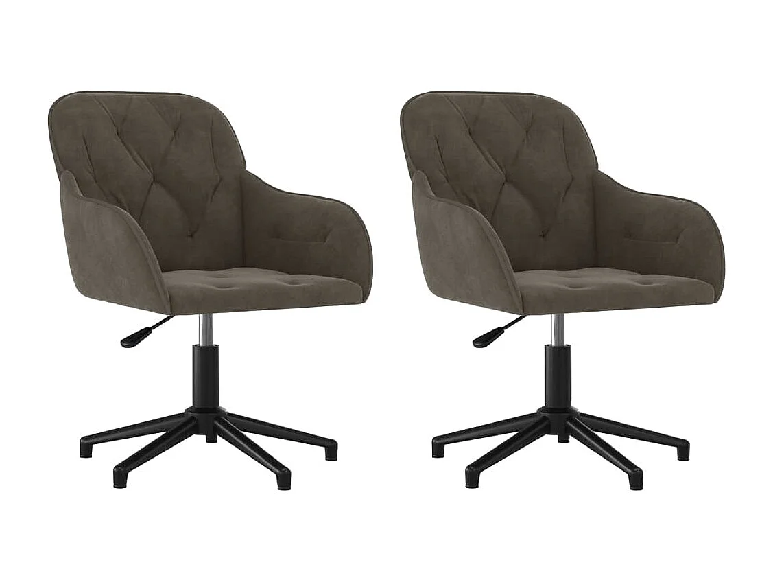 Chaises pivotantes à manger lot de 2 Gris foncé Velours