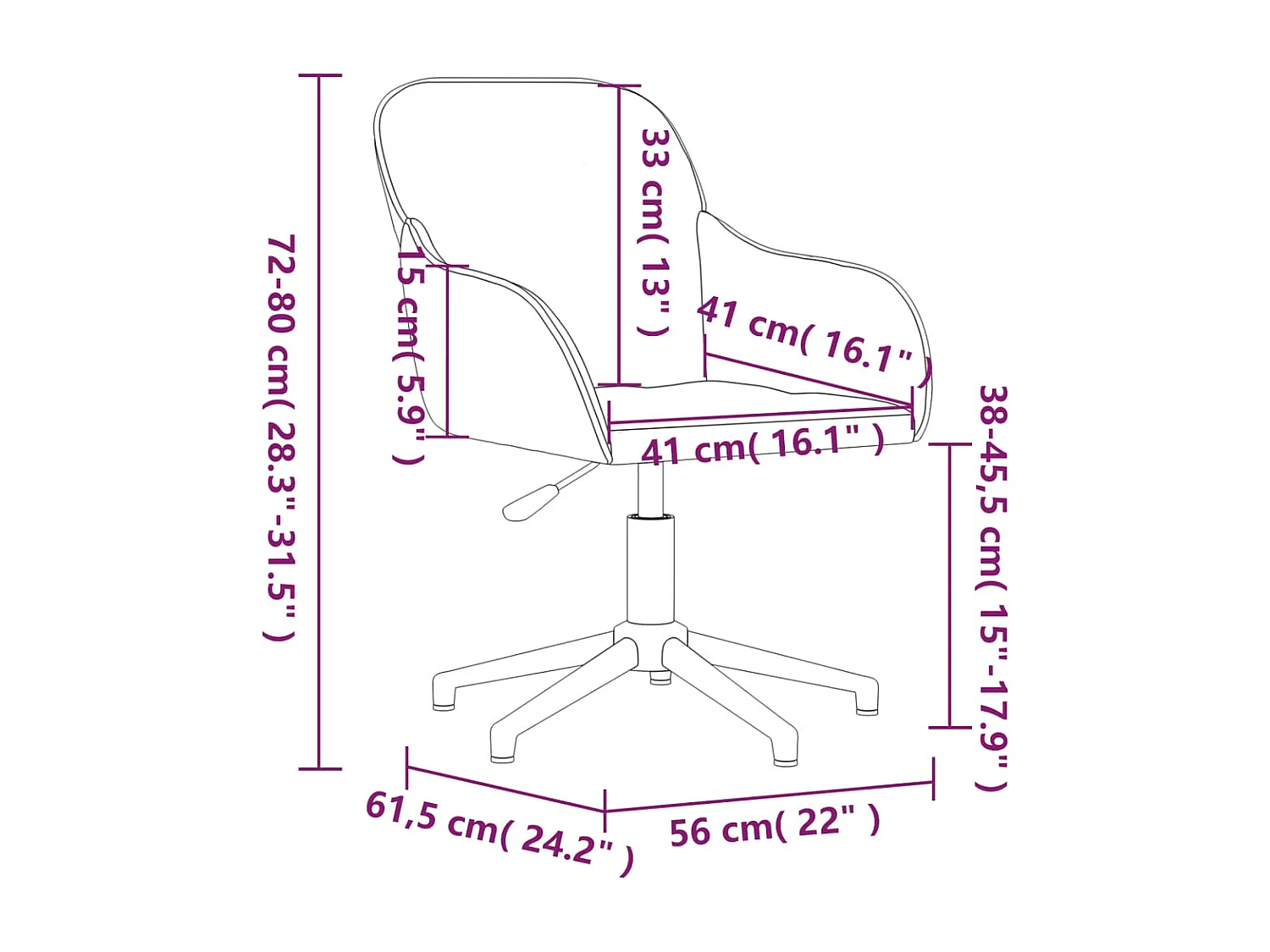 Chaises pivotantes à manger lot de 2 Gris foncé Velours