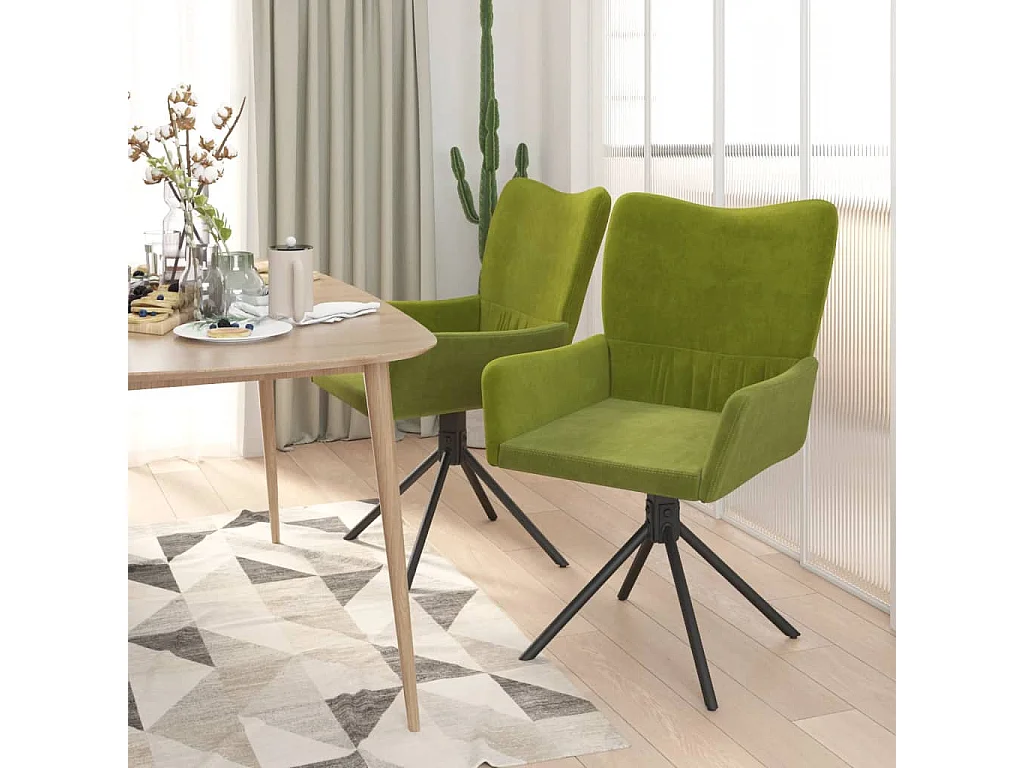 Sillas de comedor giratorias 2 unidades terciopelo verde claro