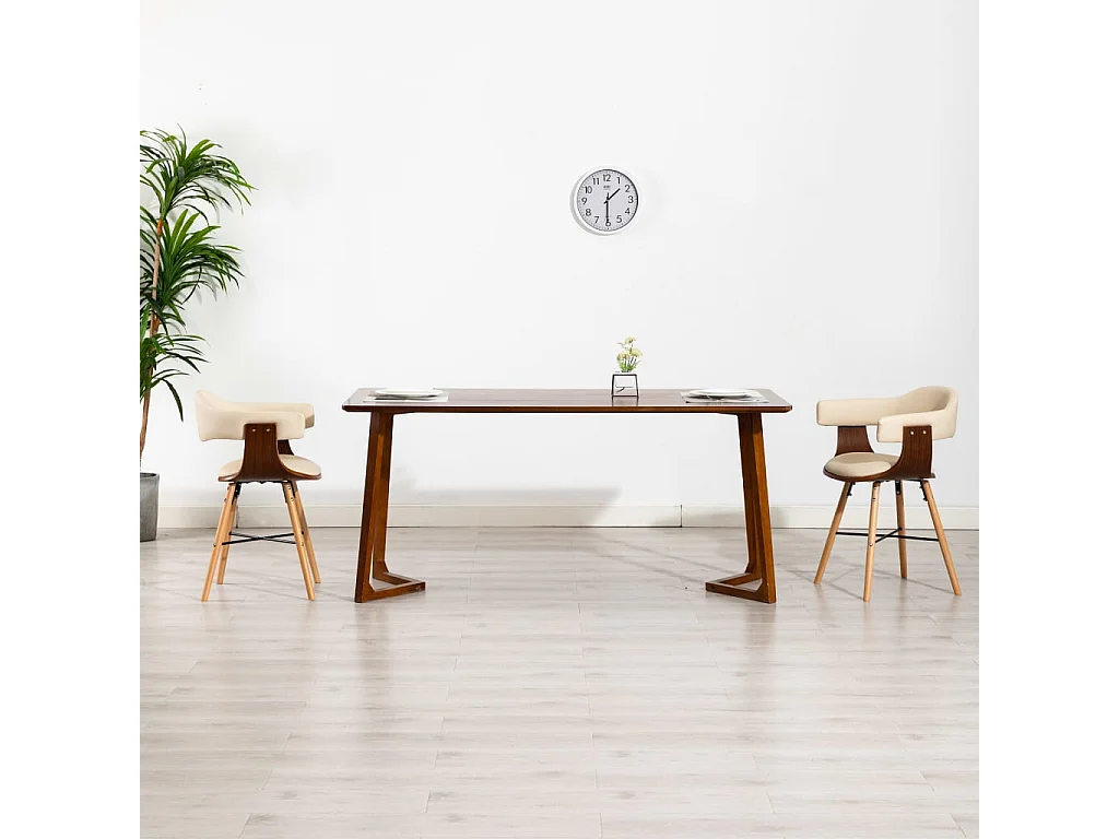 Chaises à manger lot de 2 crème similicuir et bois courbé