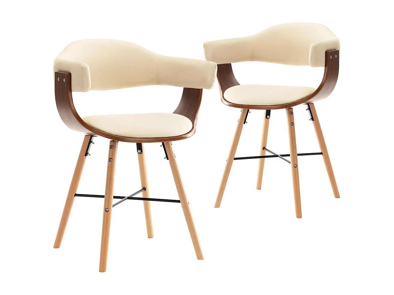 Chaises à manger lot de 2 crème similicuir et bois courbé