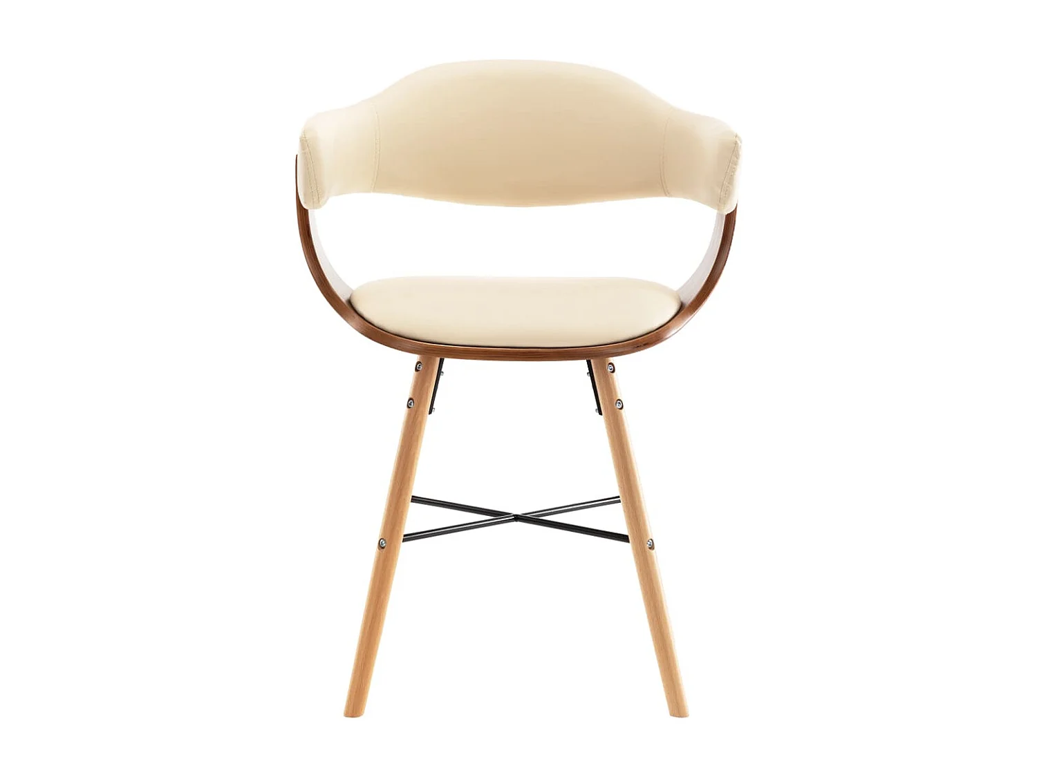 Chaises à manger lot de 2 crème similicuir et bois courbé