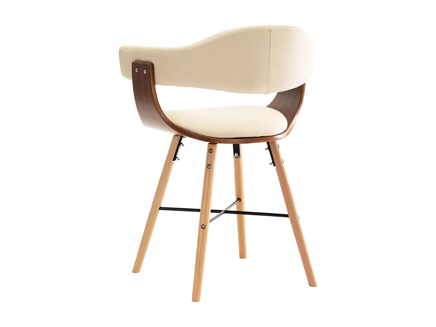 Chaises à manger lot de 2 crème similicuir et bois courbé