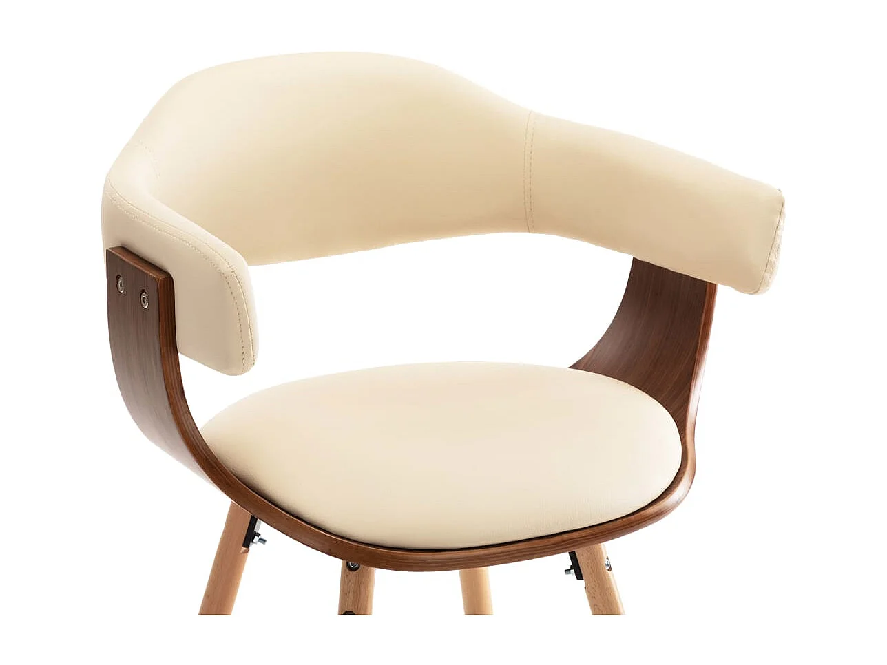 Chaises à manger lot de 2 crème similicuir et bois courbé