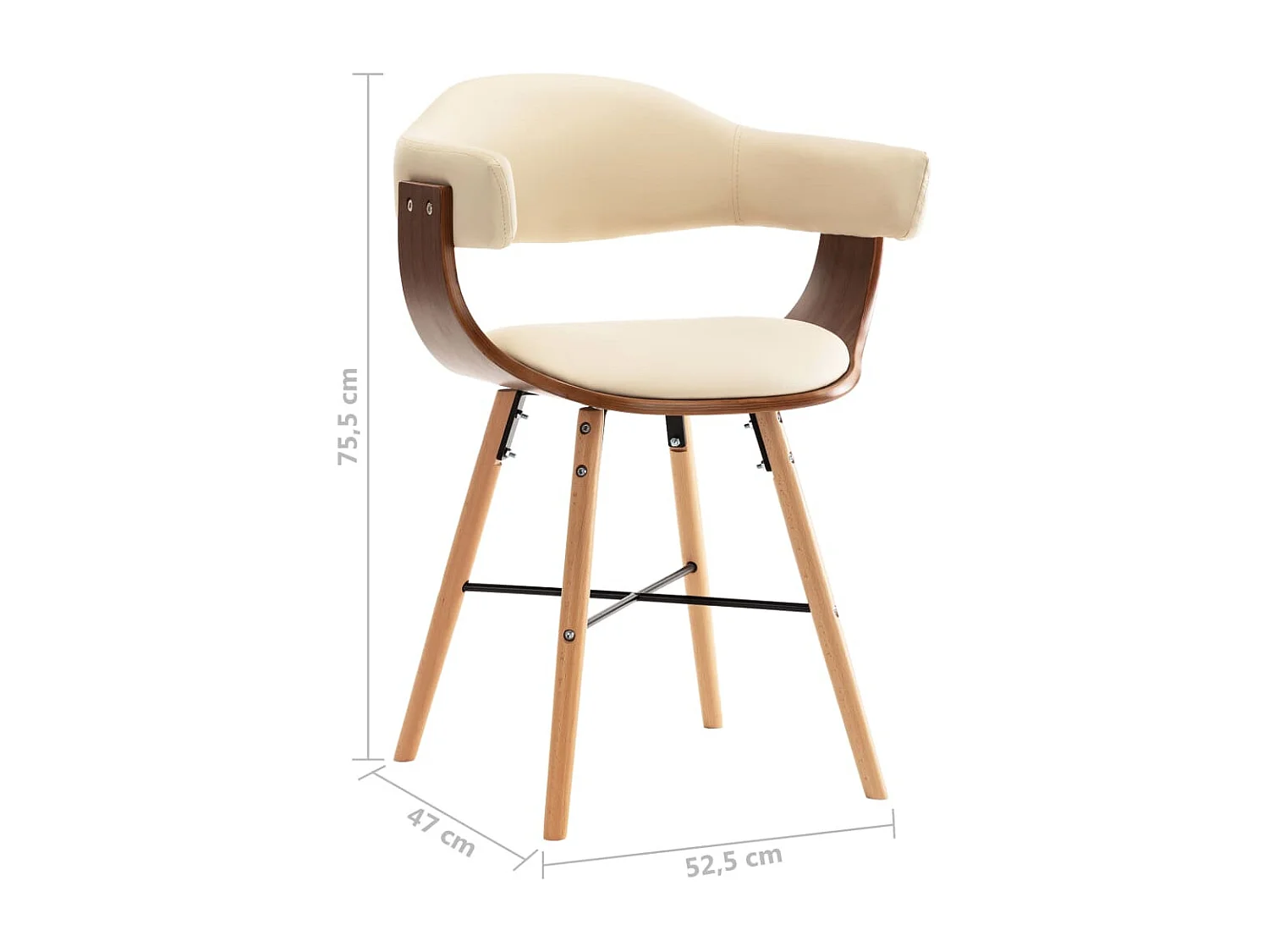 Chaises à manger lot de 2 crème similicuir et bois courbé