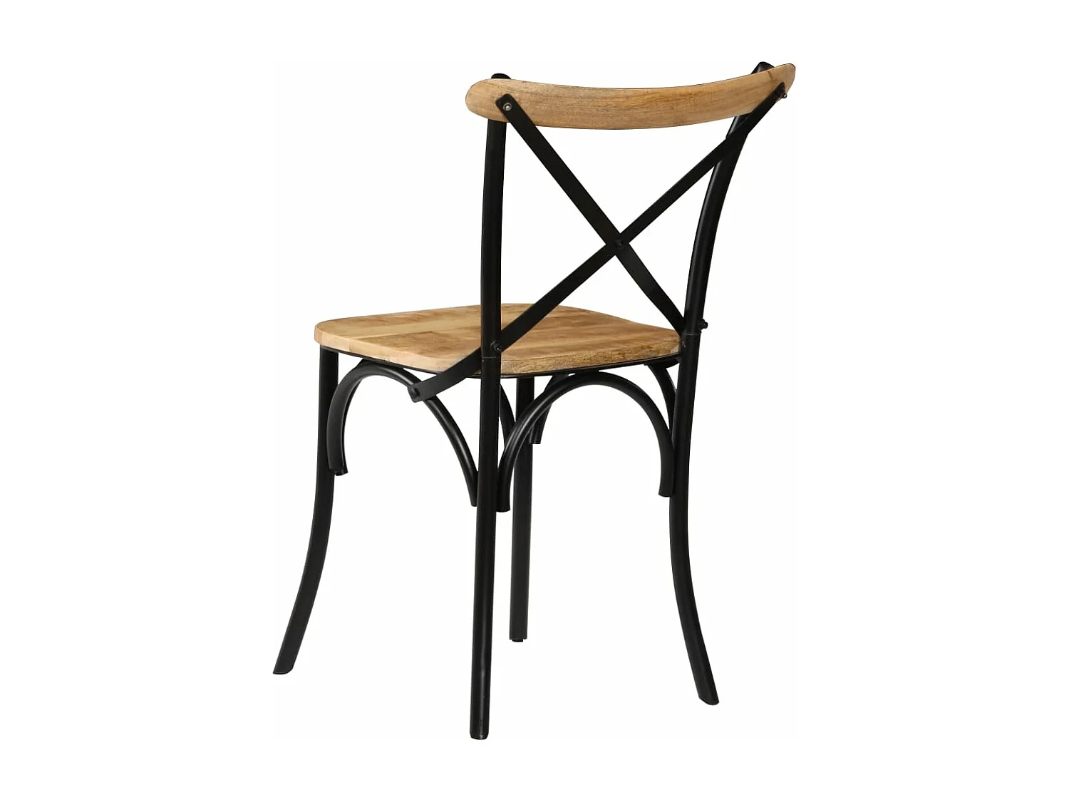 Chaises à dossier croisé lot de 4 noir bois de manguier massif