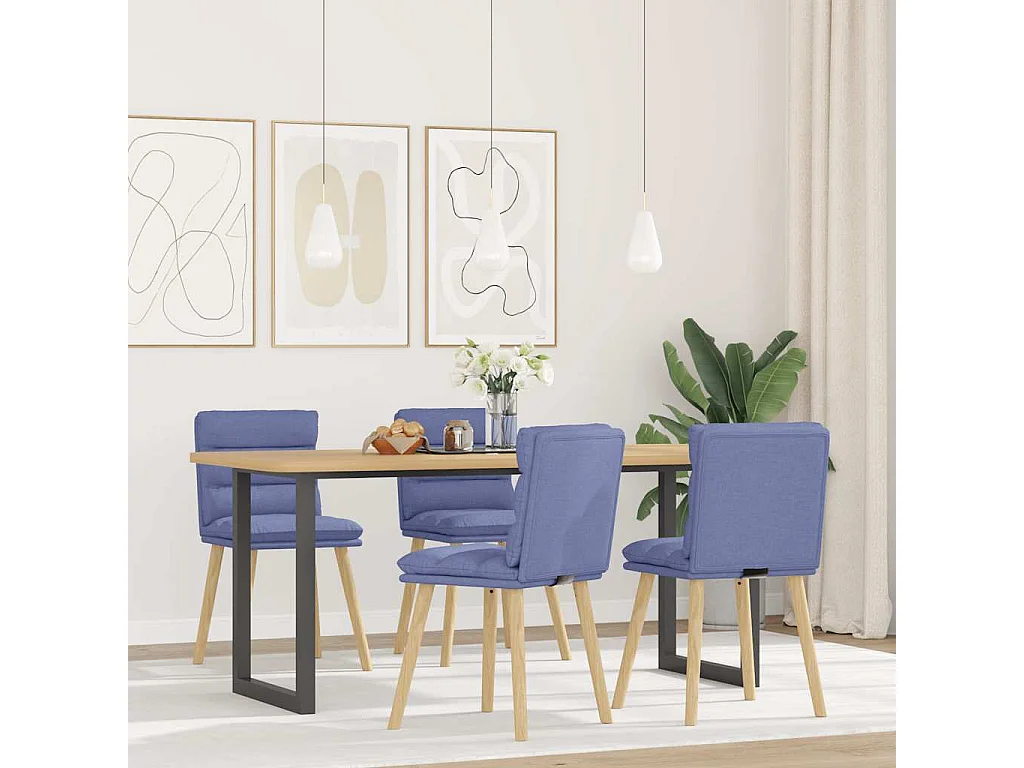 Eetkamerstoelen 4 stukkenstof jeansblauw