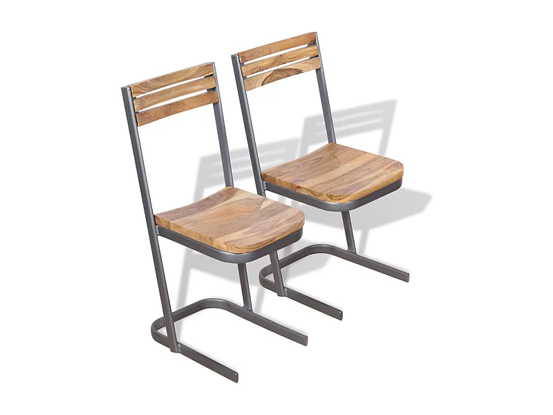 Sillas de comedor 2 unidades madera maciza de teca