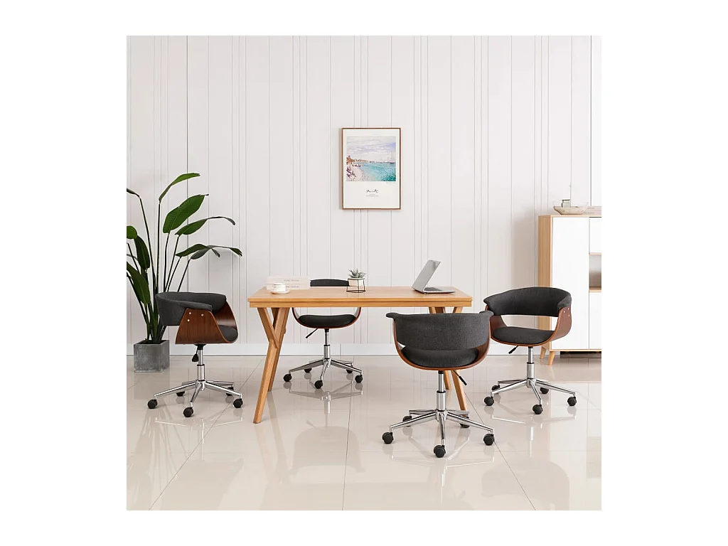 Chaises pivotantes à manger lot de 4 gris tissu