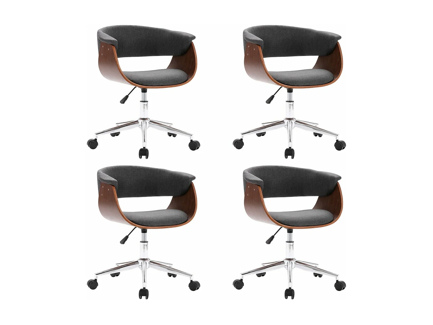 Eetkamerstoelen 4 st draaibaar stof grijs