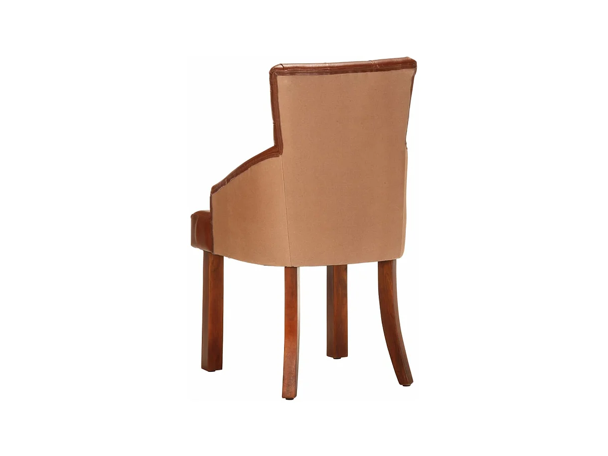 Chaises à manger lot de 2 marron cuir de chèvre véritable
