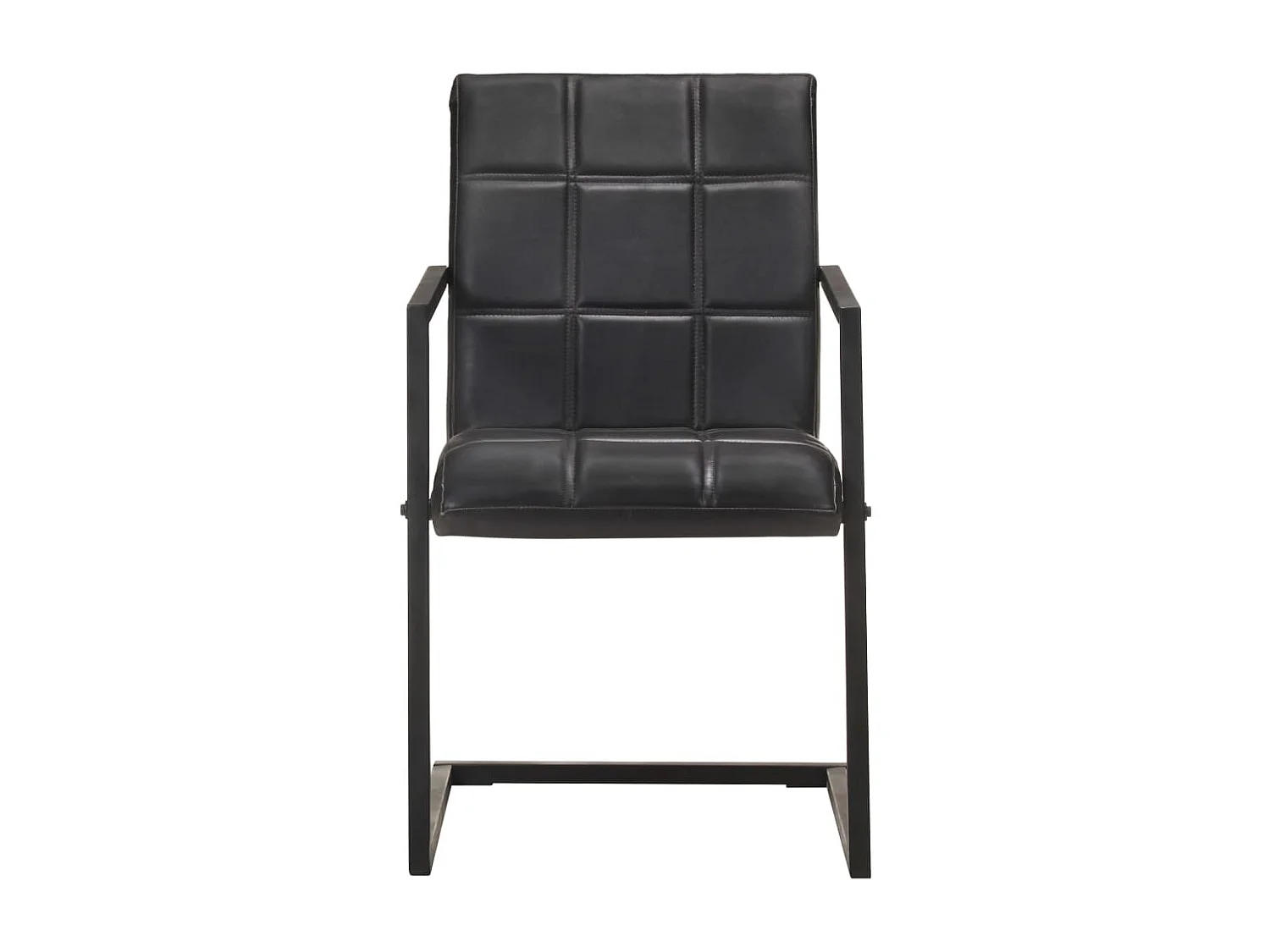 Eetkamerstoelen 4 st echt leer zwart