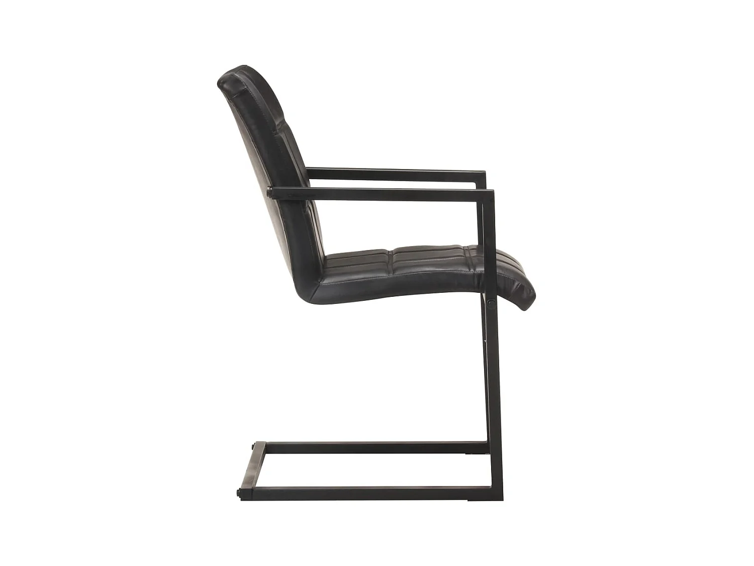 Chaises à manger cantilever lot de 4 noir cuir véritable