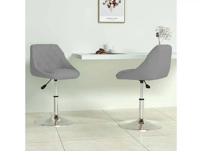 Sillas de comedor giratorias 2 unidades de terciopelo gris claro
