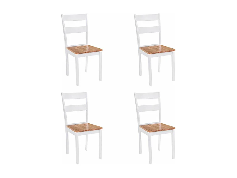 Chaises à manger lot de 4 blanc bois d'hévéa massif