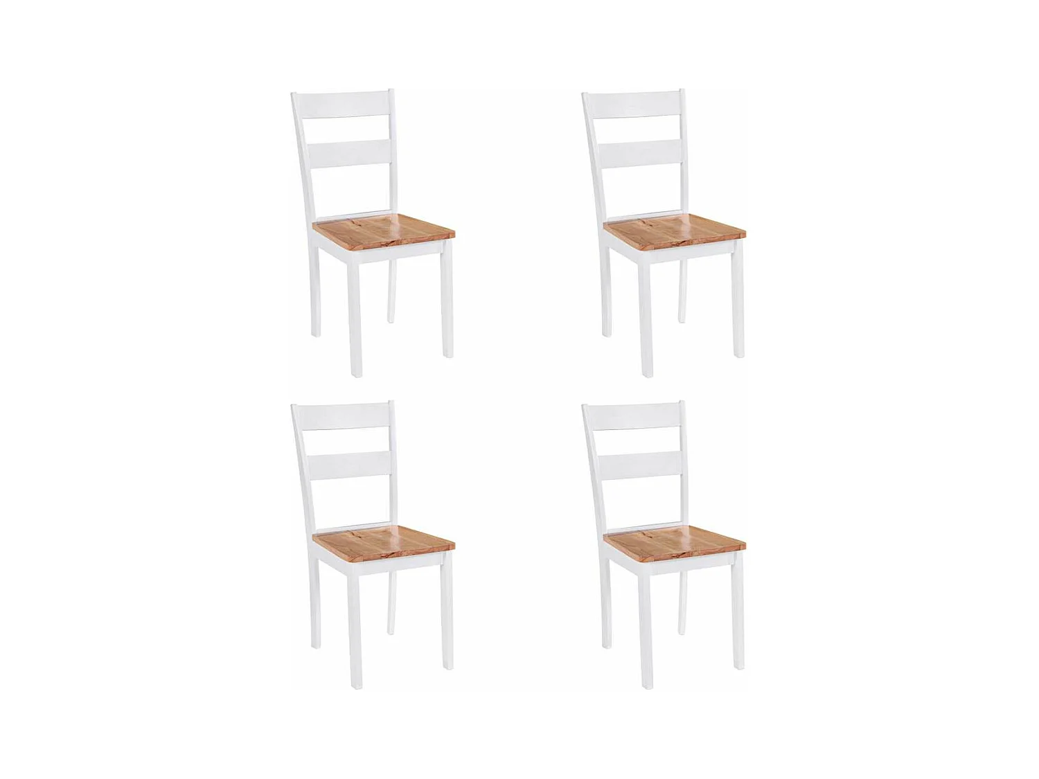 Chaises à manger lot de 4 blanc bois d'hévéa massif
