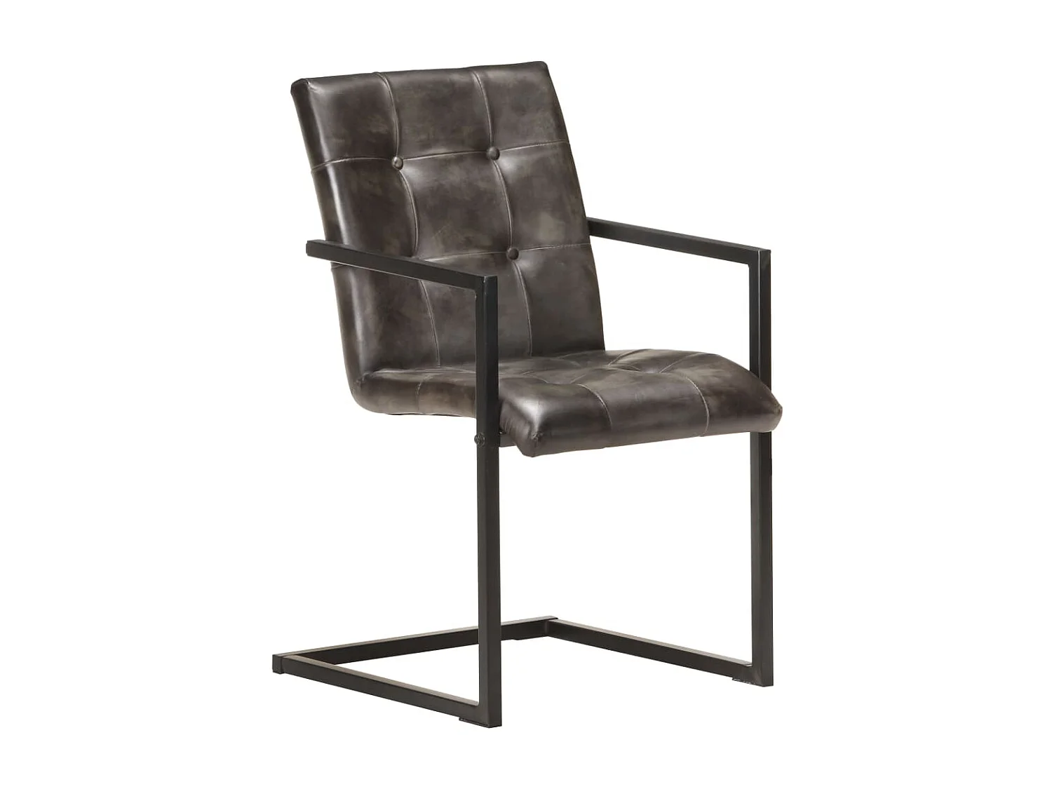 Chaises à manger cantilever lot de 2 gris cuir véritable