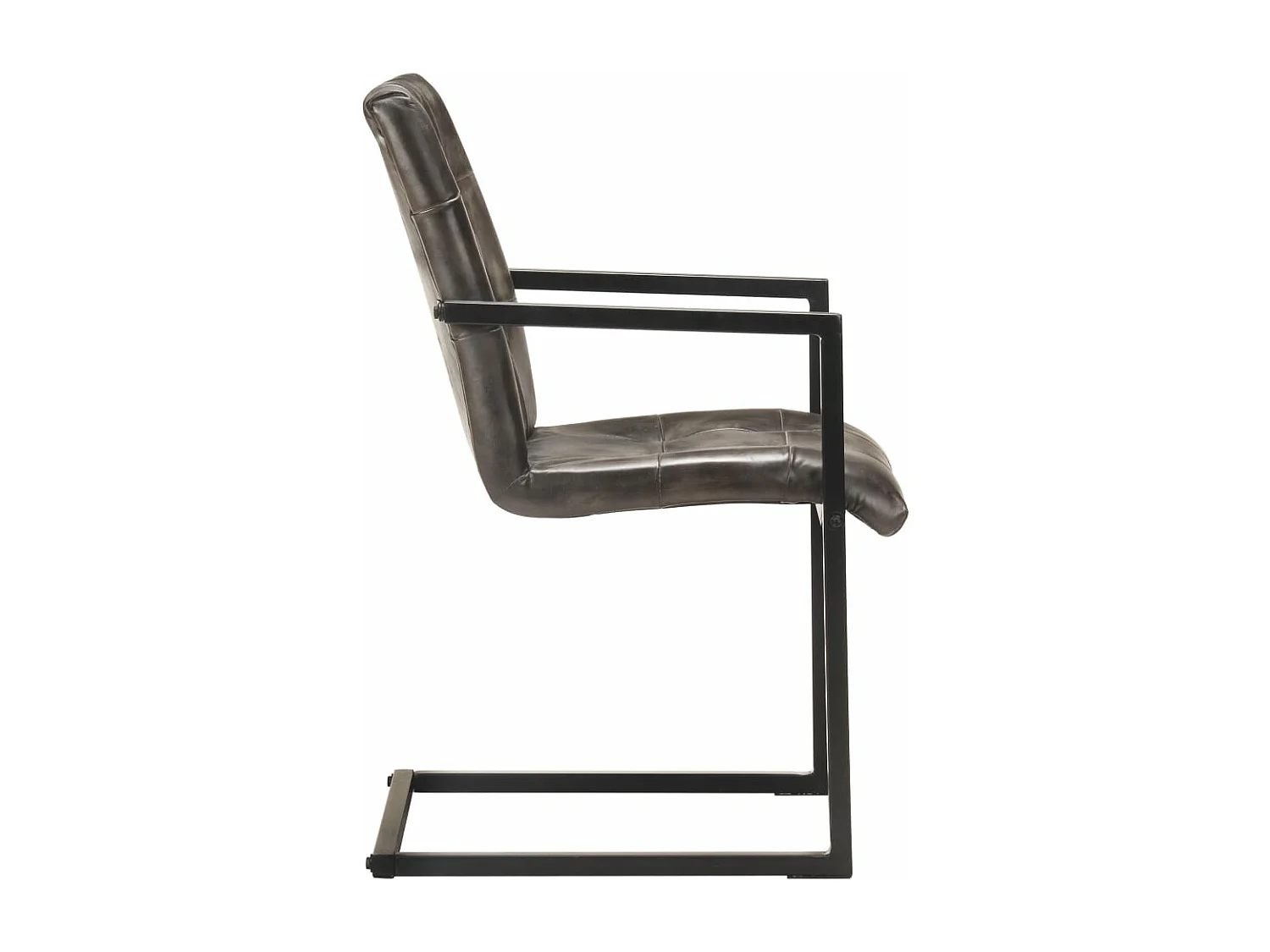 Chaises à manger cantilever lot de 2 gris cuir véritable