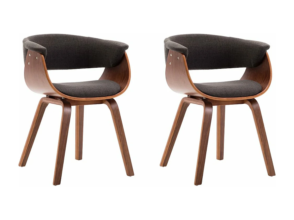 Sillas de comedor 2 unidades madera curvada y tela gris