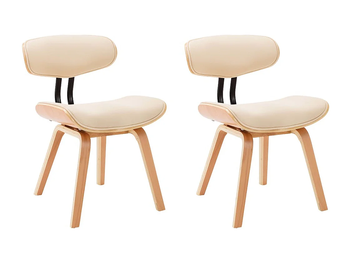 Chaises à manger lot de 2 crème bois courbé et similicuir