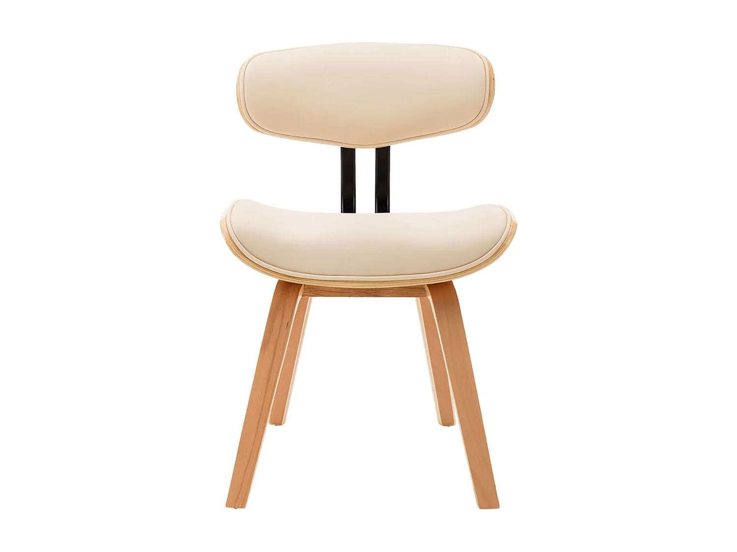 Sillas de comedor 2 unidades madera curvada y cuero sintético crema