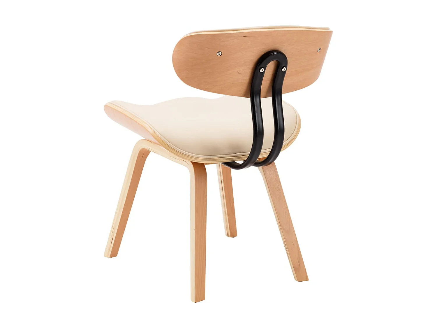 Sillas de comedor 2 unidades madera curvada y cuero sintético crema