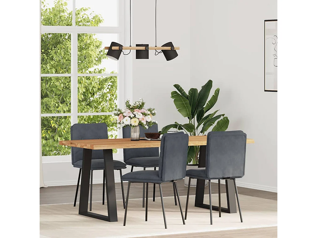 Chaises à manger lot de 4 Gris foncé Velours