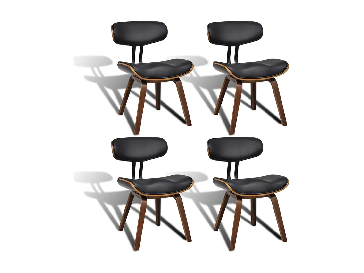Chaises à manger lot de 4 bois courbé et similicuir