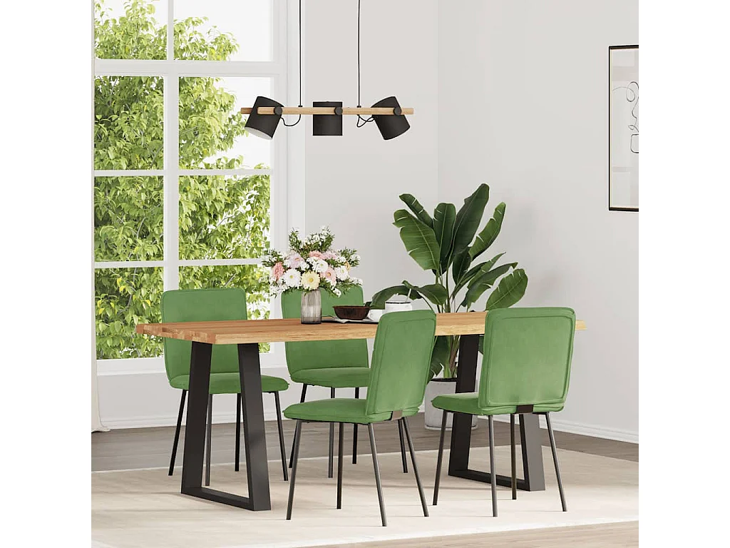 Eetkamerstoelen 4 stukkenfluweel lichtgroen