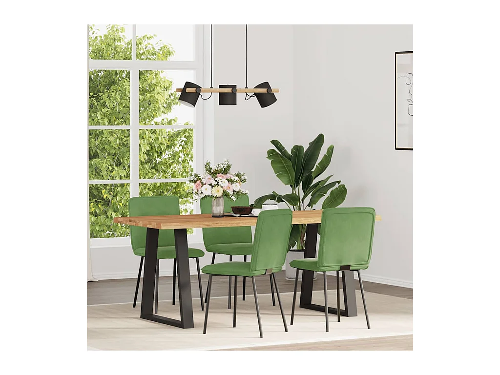 Chaises à manger lot de 4 vert clair velours