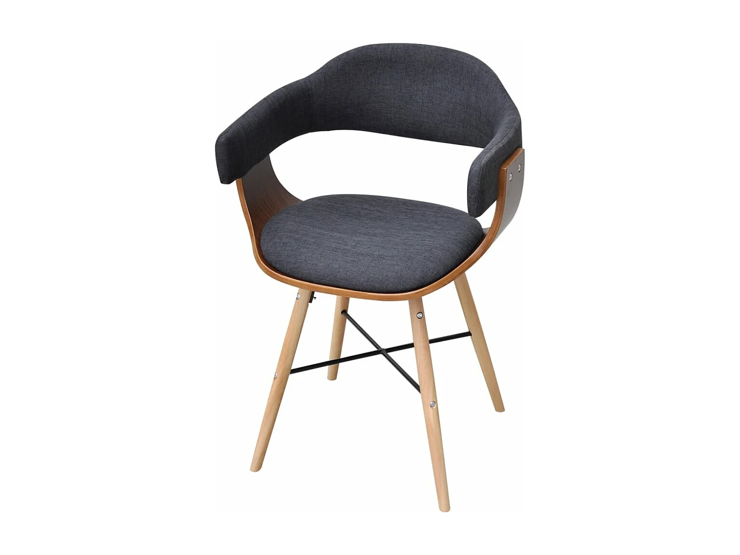 Eetkamerstoelen 2 stukkengebogen hout en stof donkergrijs