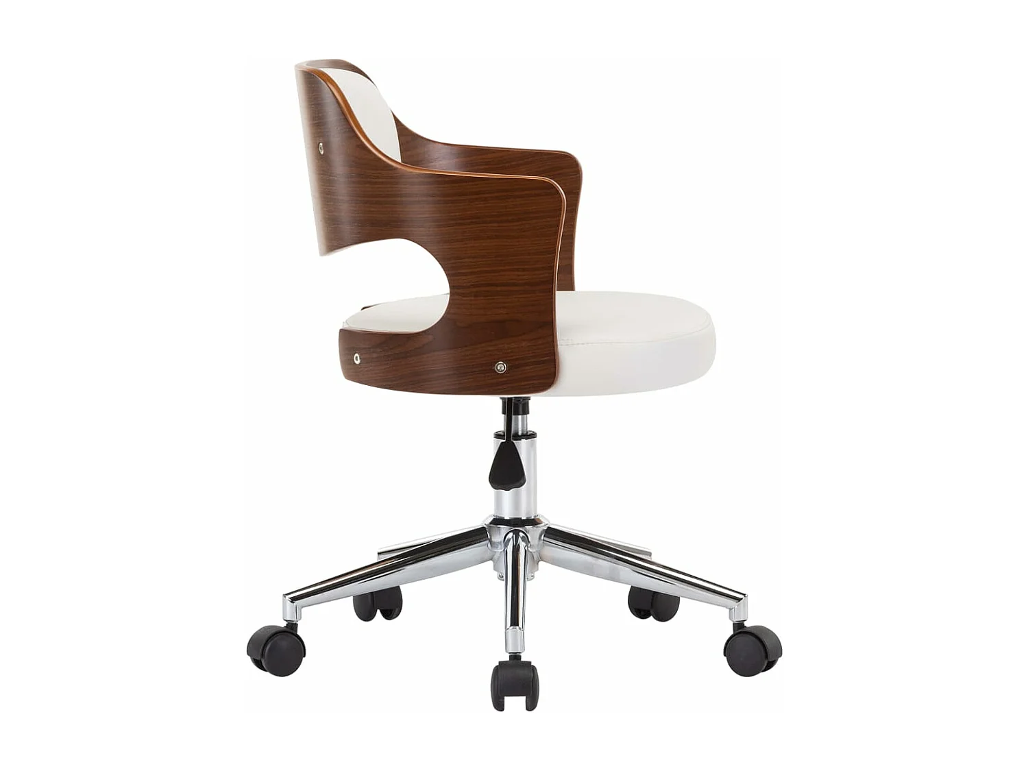 Eetkamerstoelen draaibaar 4 st gebogen hout en kunstleer wit