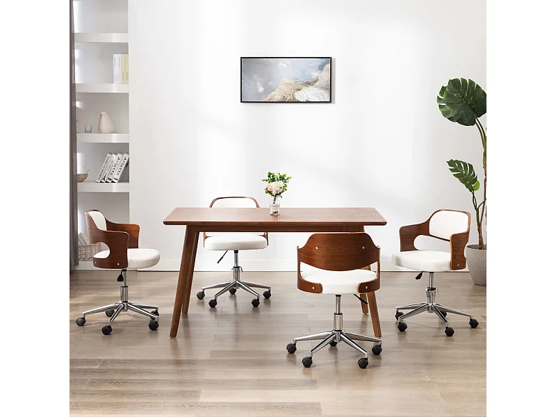 Chaises pivotantes à manger lot de 4 bois courbé et similicuir