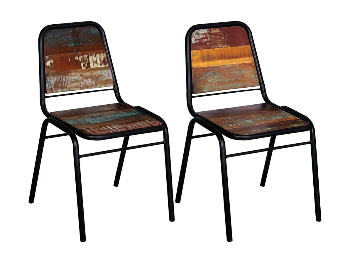 Chaises à manger lot de 2 bois de récupération solide