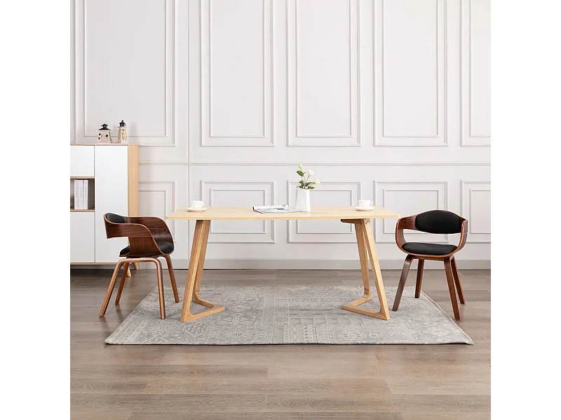 Chaises à manger lot de 2 bois courbé et similicuir