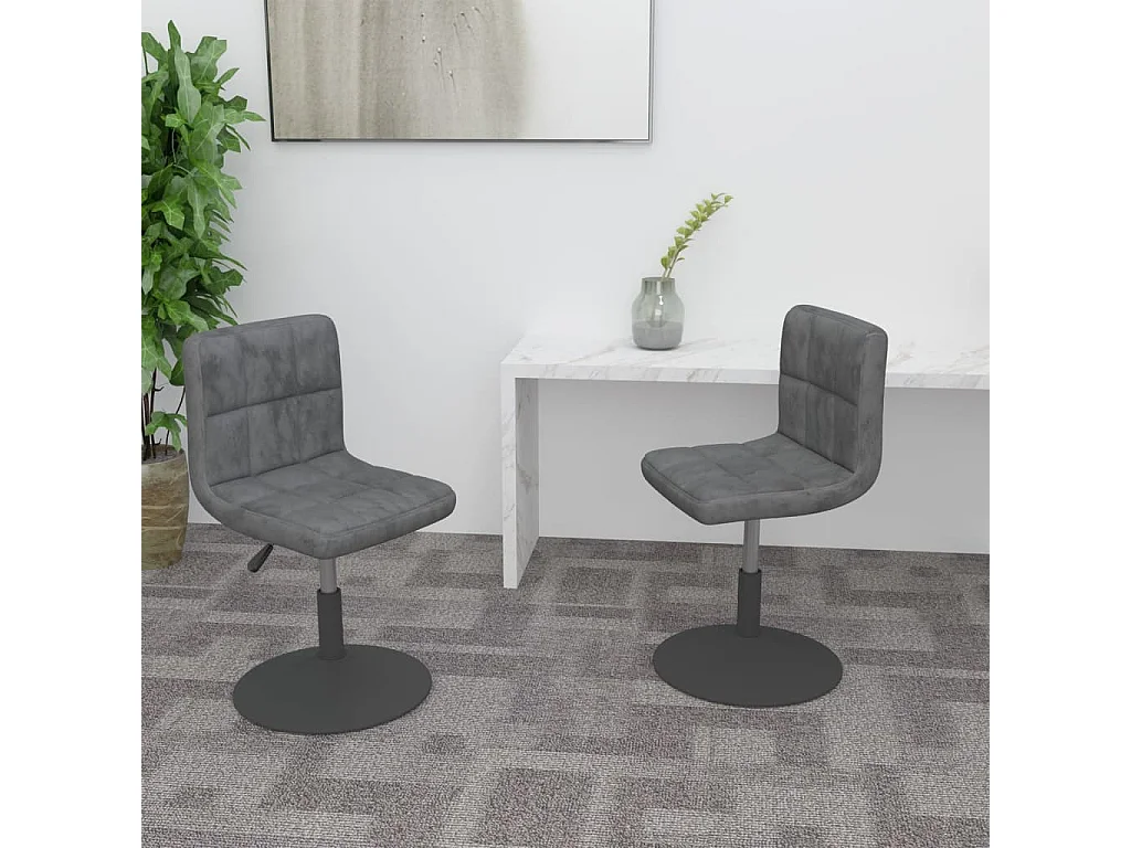Chaises pivotantes à manger lot de 2 gris foncé velours
