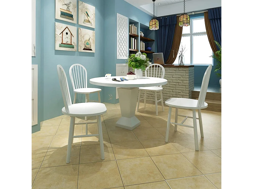 Eetkamerstoelen 4 st massief rubberwood wit