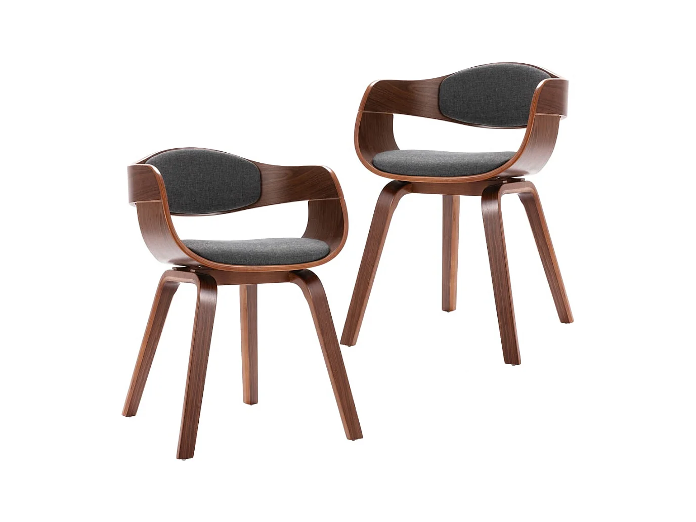 Eetkamerstoelen 2 st gebogen hout en stof grijs