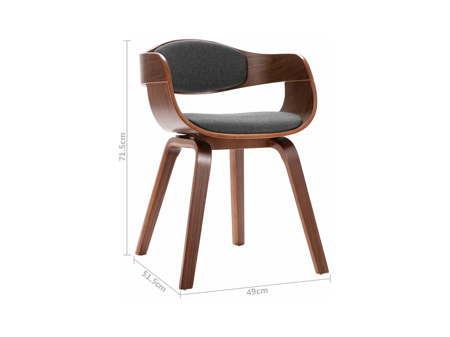 Eetkamerstoelen 2 st gebogen hout en stof grijs