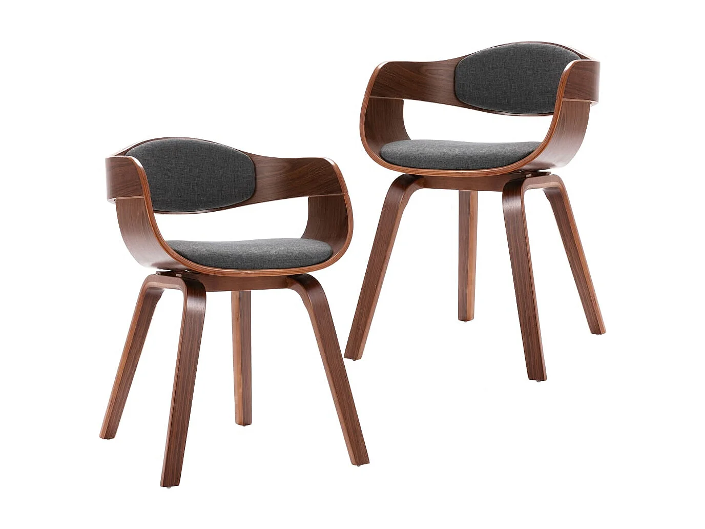 Chaises à manger lot de 2 bois courbé et tissu gris
