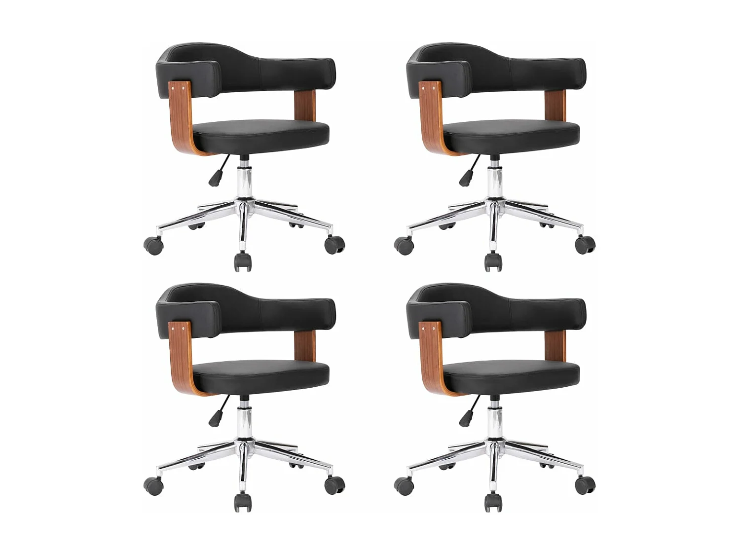 Chaises pivotantes à manger lot de 4 bois courbé et similicuir